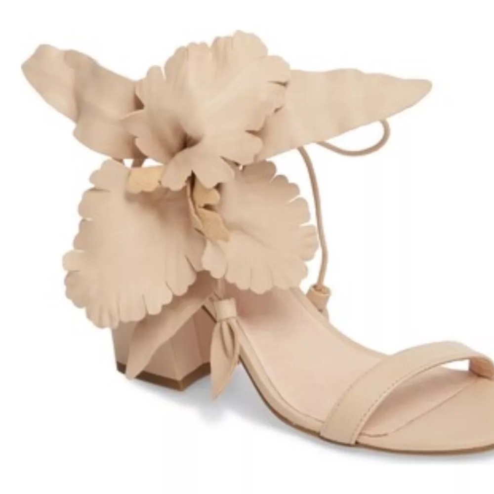 Cecelia New York Tan Hibiscus Heeled Sandals Size 10